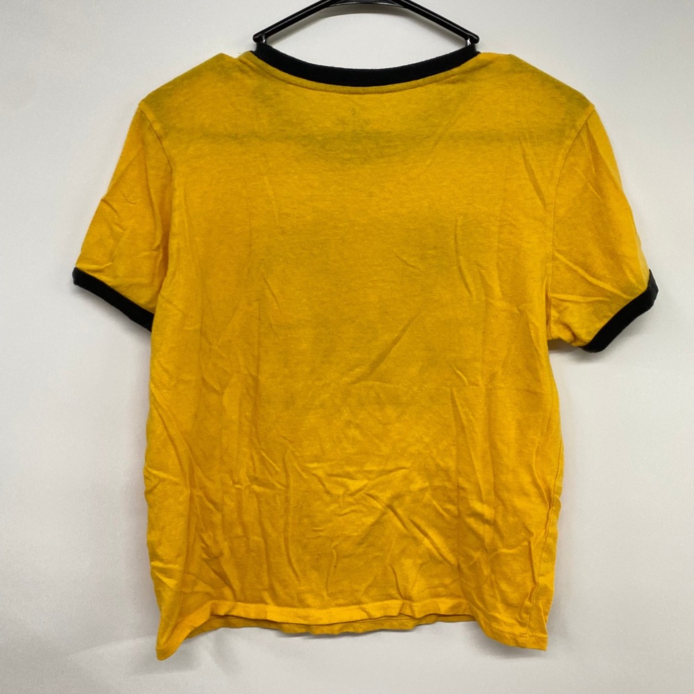 Volcom Palm Tree Graphic Ringer Tee L Yellow Surf Skater Y2K Beach Retro - Picture 5 of 7